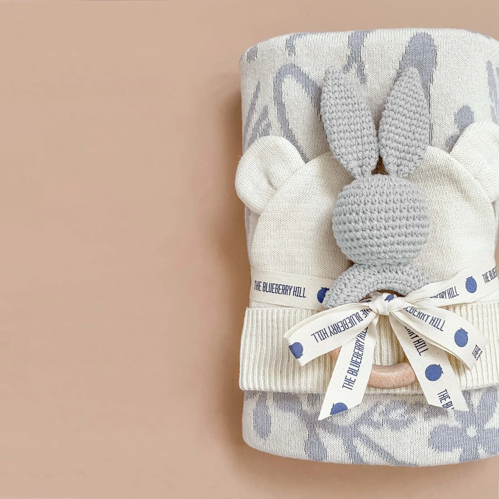 Cotton Crochet Rattle Teether - Grey Bunny by The Blueberry Hill - Image 3