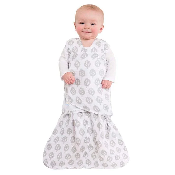 Cotton Muslin SleepSack Swaddle - Gray Leaves by Halo - Image 3