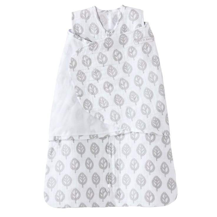Cotton Muslin SleepSack Swaddle - Gray Leaves by Halo - Image 4