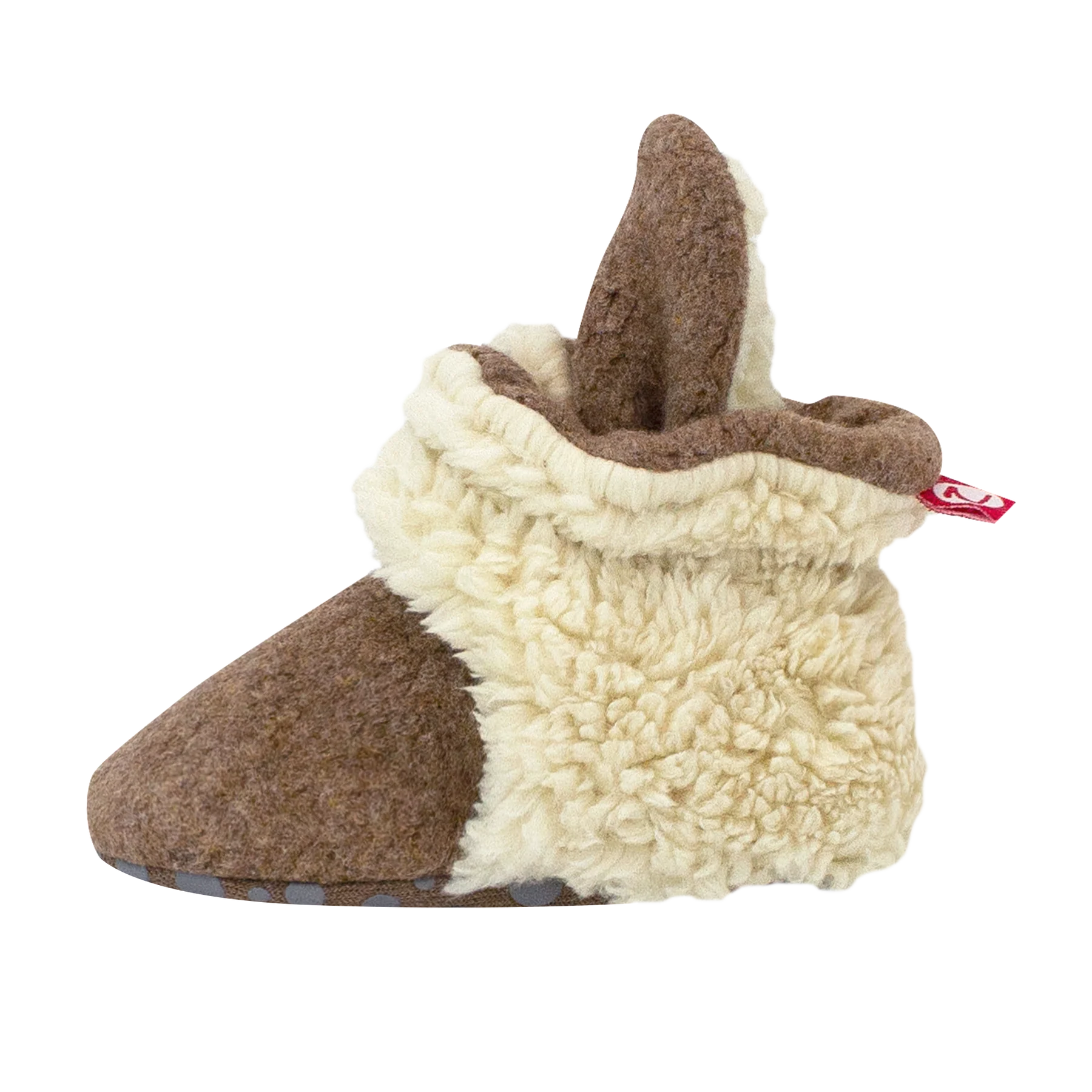 Cozie Fleece Furry-Lined Gripper Bootie - Heather Mocha by Zutano - Image 4