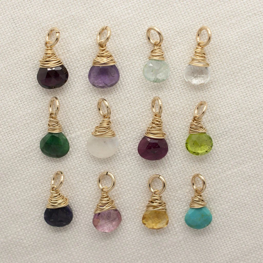 Gold Wire Wrapped Birthstone Charm by Wallin + Buerkle FINAL SALE - Image 3