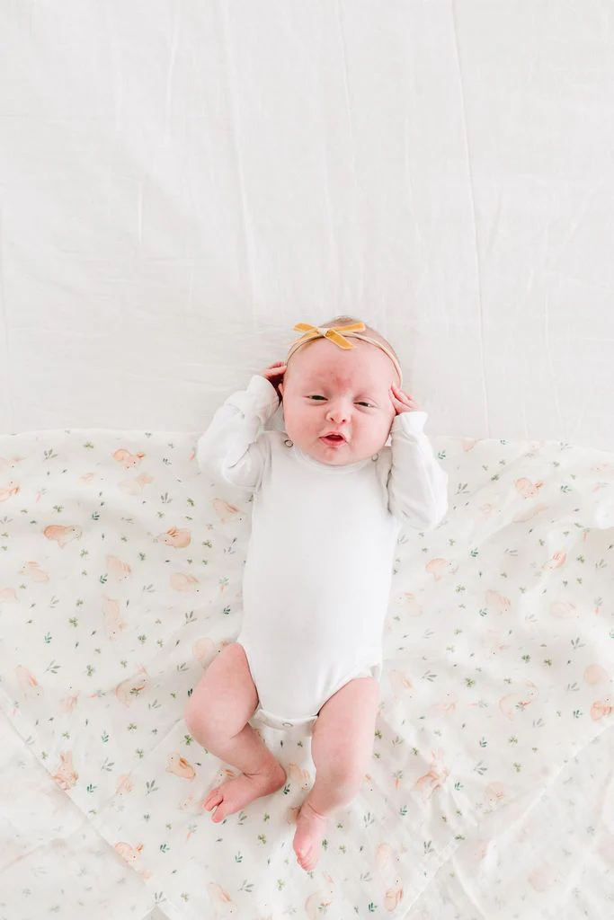 Luxe Muslin Swaddle - Bunny Meadow by Loulou Lollipop - Image 3