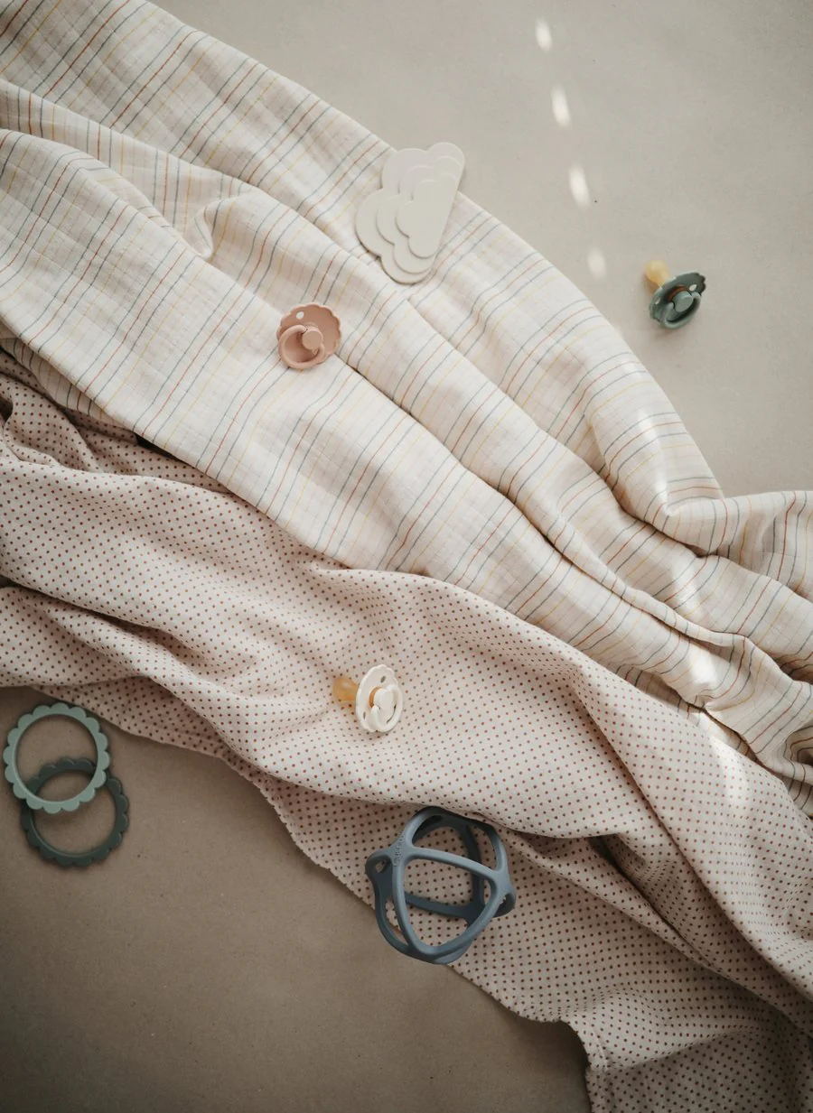 Organic Muslin Swaddle - Retro Stripes by Mushie & Co - Image 3