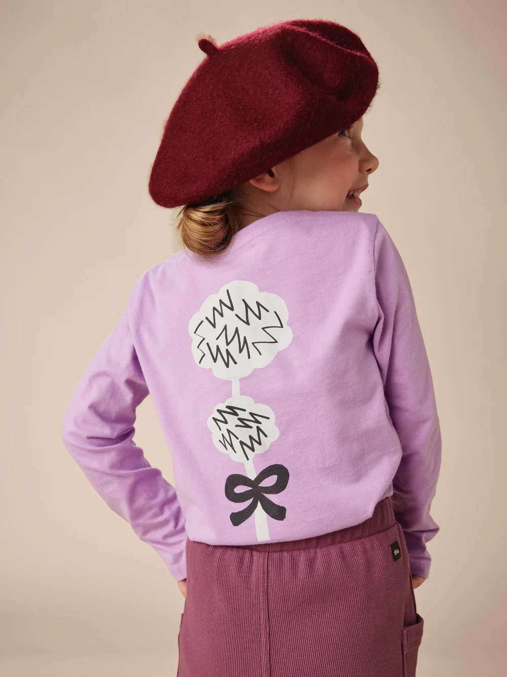 Poodle & Bow Graphic Tee -Sheer Lilac by Tea Collection FINAL SALE - Image 3