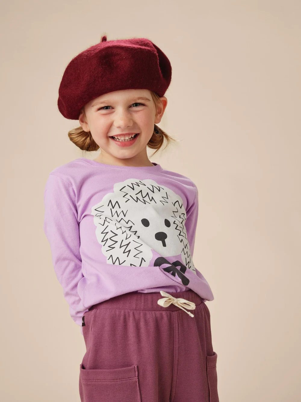Poodle & Bow Graphic Tee -Sheer Lilac by Tea Collection FINAL SALE - Image 4