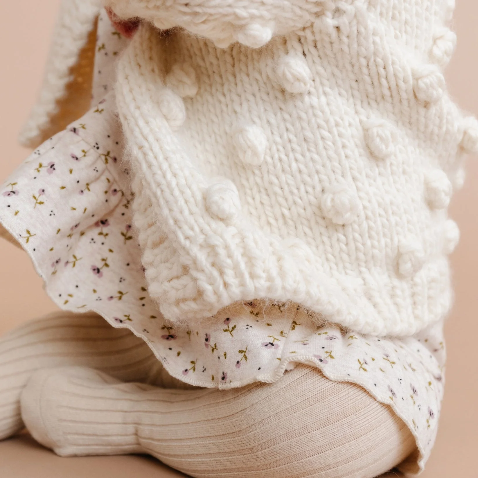 Popcorn Hand Knit Cardigan Sweater - Cream by The Blueberry Hill - Image 3