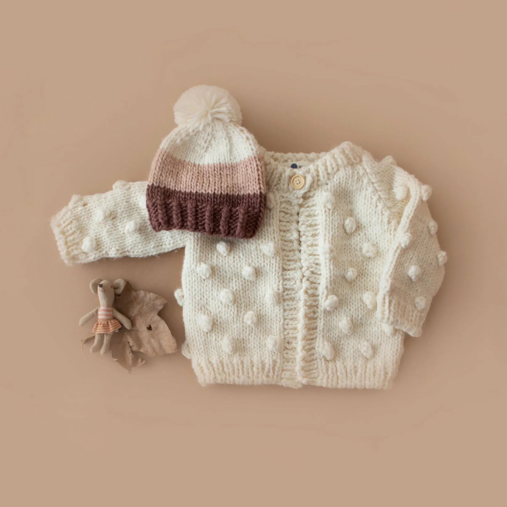 Popcorn Hand Knit Cardigan Sweater - Cream by The Blueberry Hill - Image 4