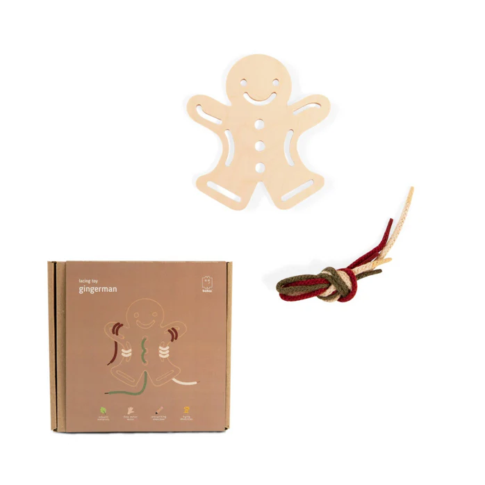 Wooden Lacing Toy in Gingerman - Natural by Babai - FINAL SALE - Image 3